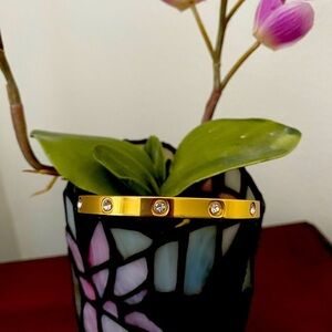 Glam Gold Electroplated Bracelet w/ Full Rhinestone Wrap | New & Dazzling